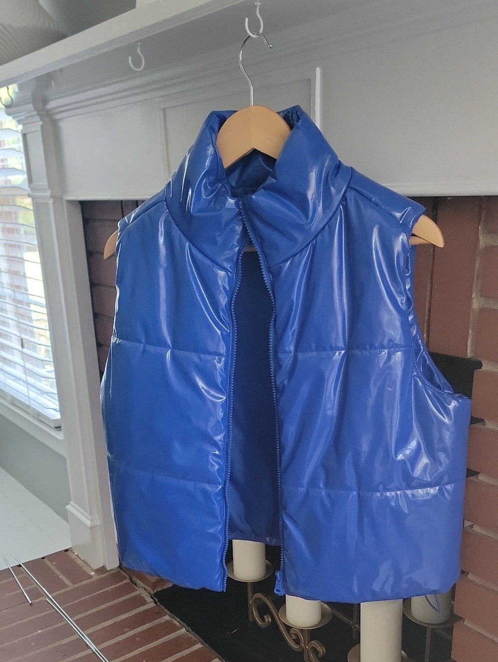 Almost Famous Shiny Royal Blue Puffer Vest